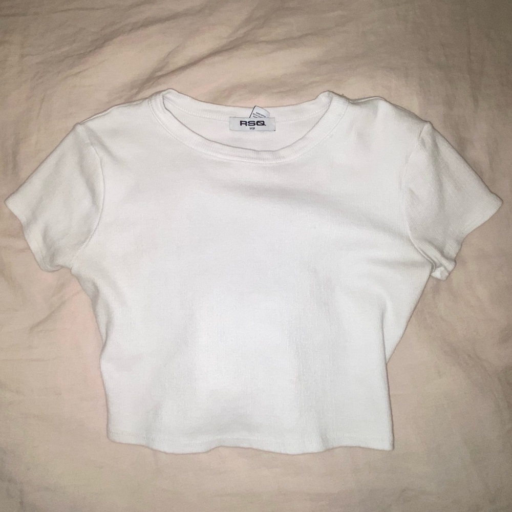 White Crop Top with Cut out criss-cross detail on the back